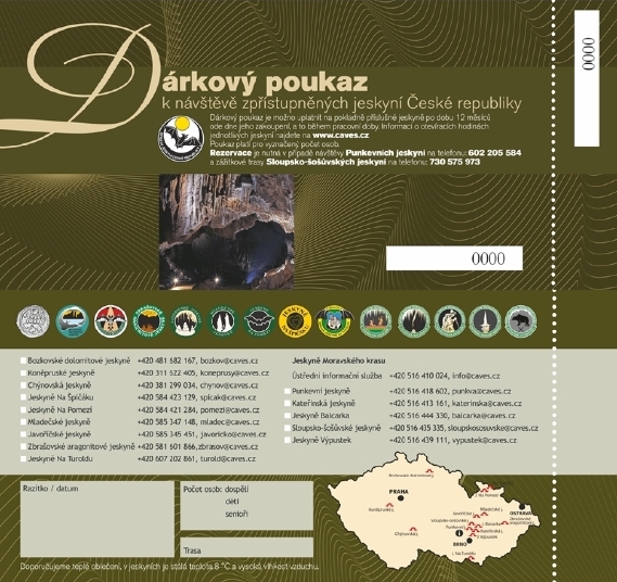 dárkový poukaz do jeskyní - obě strany